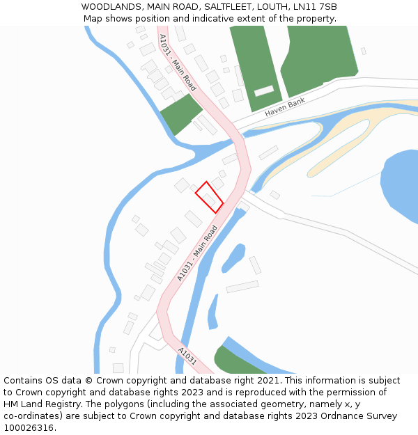 WOODLANDS, MAIN ROAD, SALTFLEET, LOUTH, LN11 7SB: Location map and indicative extent of plot