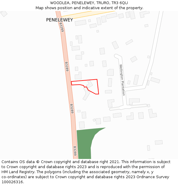 WOODLEA, PENELEWEY, TRURO, TR3 6QU: Location map and indicative extent of plot