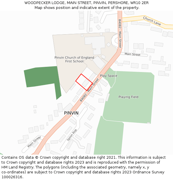 WOODPECKER LODGE, MAIN STREET, PINVIN, PERSHORE, WR10 2ER: Location map and indicative extent of plot