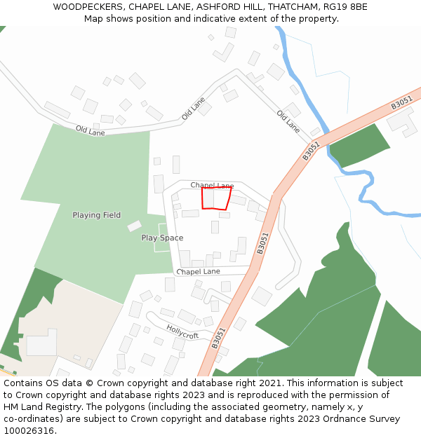 WOODPECKERS, CHAPEL LANE, ASHFORD HILL, THATCHAM, RG19 8BE: Location map and indicative extent of plot