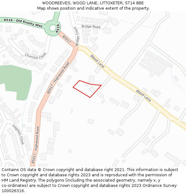 WOODREEVES, WOOD LANE, UTTOXETER, ST14 8BE: Location map and indicative extent of plot