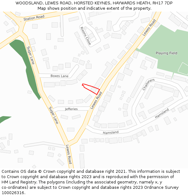 WOODSLAND, LEWES ROAD, HORSTED KEYNES, HAYWARDS HEATH, RH17 7DP: Location map and indicative extent of plot