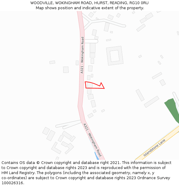 WOODVILLE, WOKINGHAM ROAD, HURST, READING, RG10 0RU: Location map and indicative extent of plot