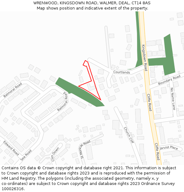 WRENWOOD, KINGSDOWN ROAD, WALMER, DEAL, CT14 8AS: Location map and indicative extent of plot