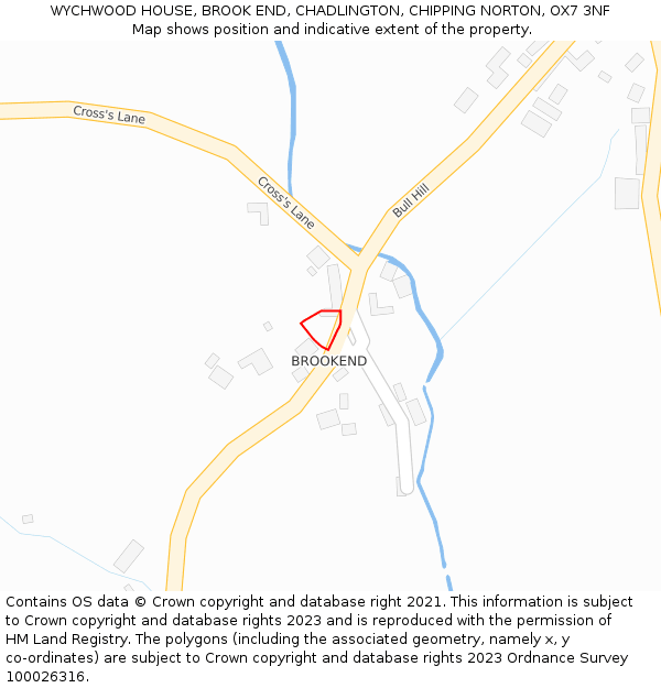 WYCHWOOD HOUSE, BROOK END, CHADLINGTON, CHIPPING NORTON, OX7 3NF: Location map and indicative extent of plot
