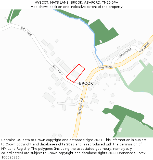 WYECOT, NATS LANE, BROOK, ASHFORD, TN25 5PH: Location map and indicative extent of plot