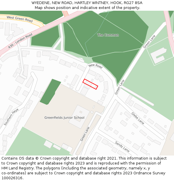 WYEDENE, NEW ROAD, HARTLEY WINTNEY, HOOK, RG27 8SA: Location map and indicative extent of plot
