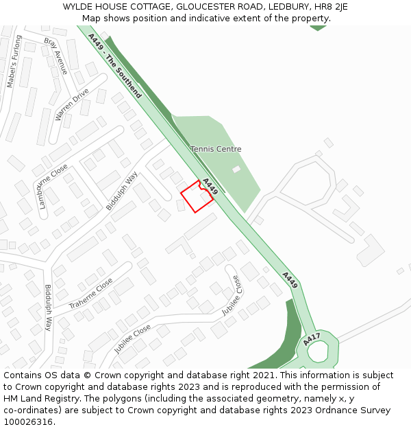 WYLDE HOUSE COTTAGE, GLOUCESTER ROAD, LEDBURY, HR8 2JE: Location map and indicative extent of plot