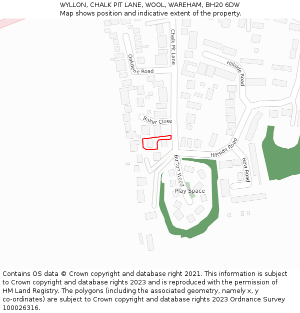 WYLLON, CHALK PIT LANE, WOOL, WAREHAM, BH20 6DW: Location map and indicative extent of plot
