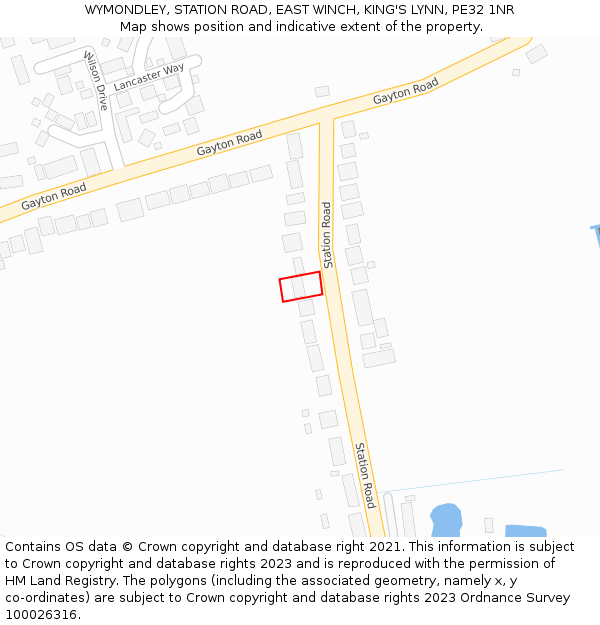 WYMONDLEY, STATION ROAD, EAST WINCH, KING'S LYNN, PE32 1NR: Location map and indicative extent of plot