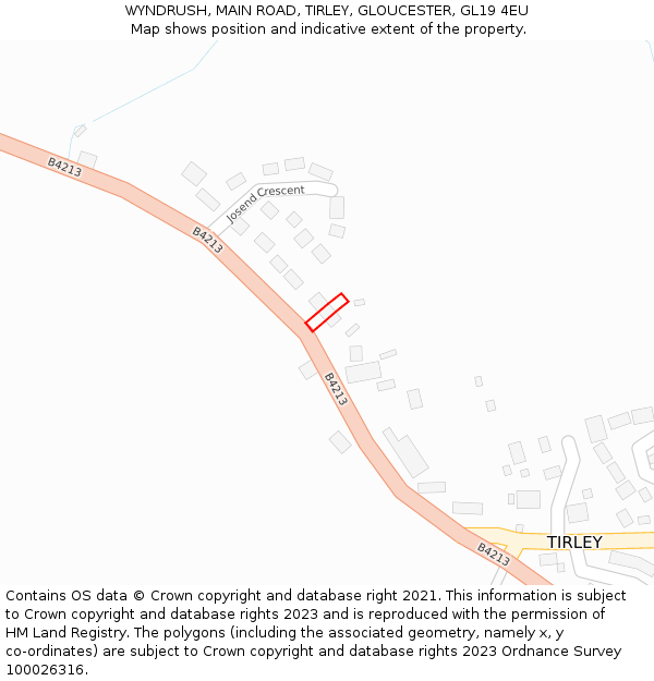 WYNDRUSH, MAIN ROAD, TIRLEY, GLOUCESTER, GL19 4EU: Location map and indicative extent of plot
