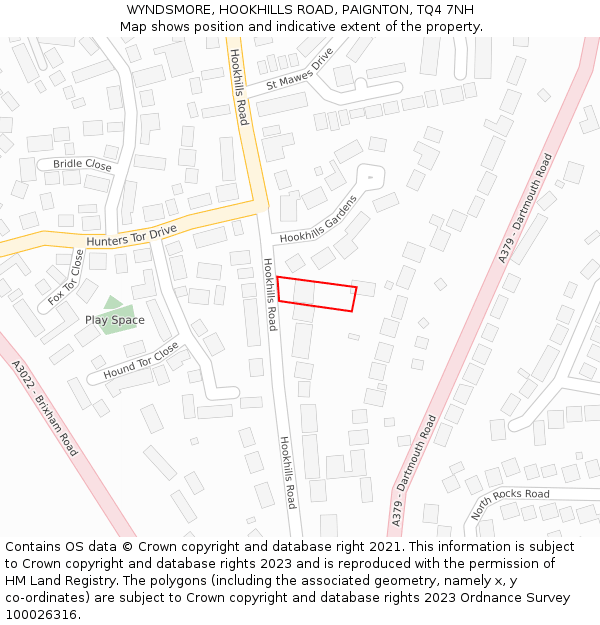 WYNDSMORE, HOOKHILLS ROAD, PAIGNTON, TQ4 7NH: Location map and indicative extent of plot