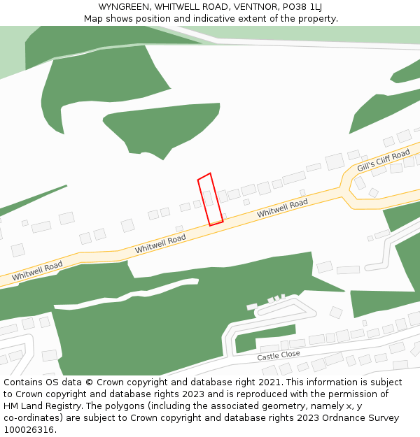 WYNGREEN, WHITWELL ROAD, VENTNOR, PO38 1LJ: Location map and indicative extent of plot