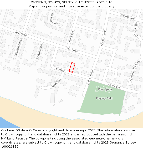 WYTSEND, BYWAYS, SELSEY, CHICHESTER, PO20 0HY: Location map and indicative extent of plot