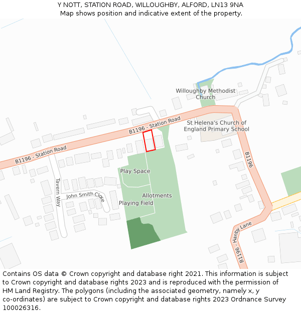 Y NOTT, STATION ROAD, WILLOUGHBY, ALFORD, LN13 9NA: Location map and indicative extent of plot