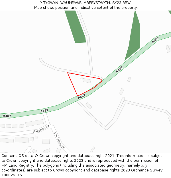 Y TYGWYN, WAUNFAWR, ABERYSTWYTH, SY23 3BW: Location map and indicative extent of plot