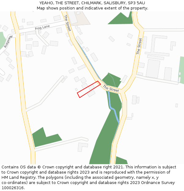 YEAHO, THE STREET, CHILMARK, SALISBURY, SP3 5AU: Location map and indicative extent of plot