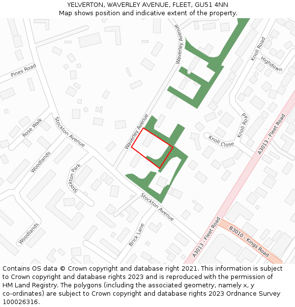 YELVERTON, WAVERLEY AVENUE, FLEET, GU51 4NN: Location map and indicative extent of plot
