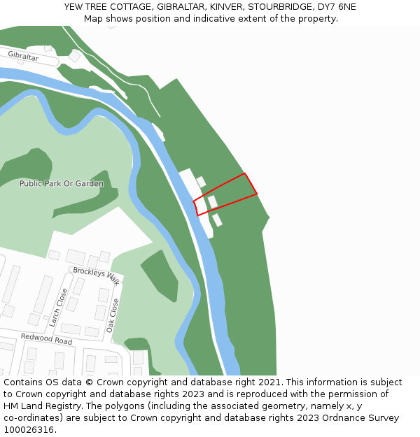 YEW TREE COTTAGE, GIBRALTAR, KINVER, STOURBRIDGE, DY7 6NE: Location map and indicative extent of plot
