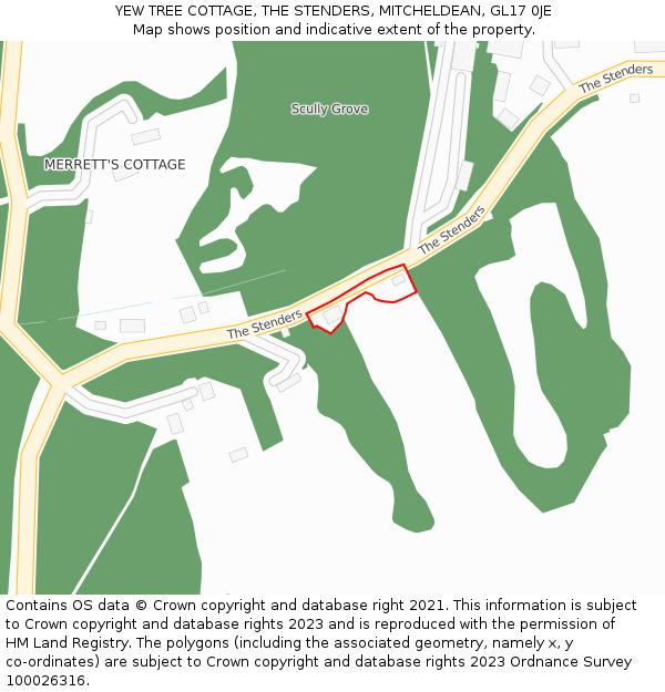 YEW TREE COTTAGE, THE STENDERS, MITCHELDEAN, GL17 0JE: Location map and indicative extent of plot