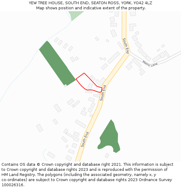 YEW TREE HOUSE, SOUTH END, SEATON ROSS, YORK, YO42 4LZ: Location map and indicative extent of plot