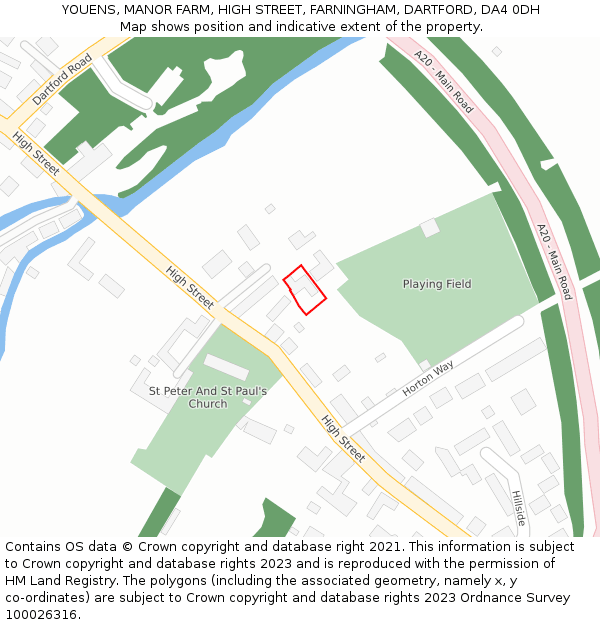 YOUENS, MANOR FARM, HIGH STREET, FARNINGHAM, DARTFORD, DA4 0DH: Location map and indicative extent of plot