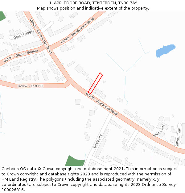 1, APPLEDORE ROAD, TENTERDEN, TN30 7AY: Location map and indicative extent of plot