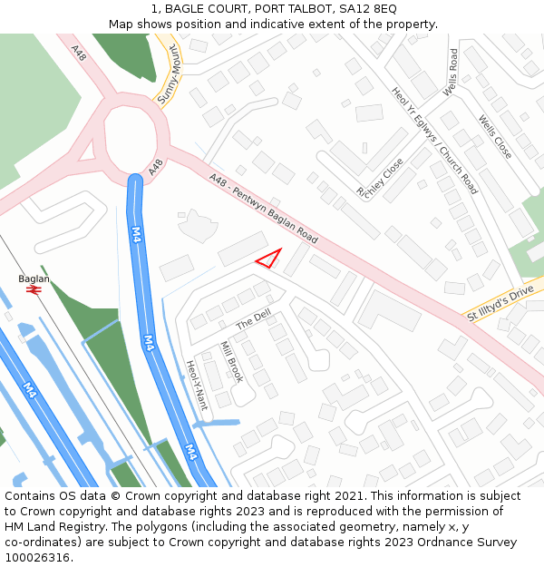 1, BAGLE COURT, PORT TALBOT, SA12 8EQ: Location map and indicative extent of plot
