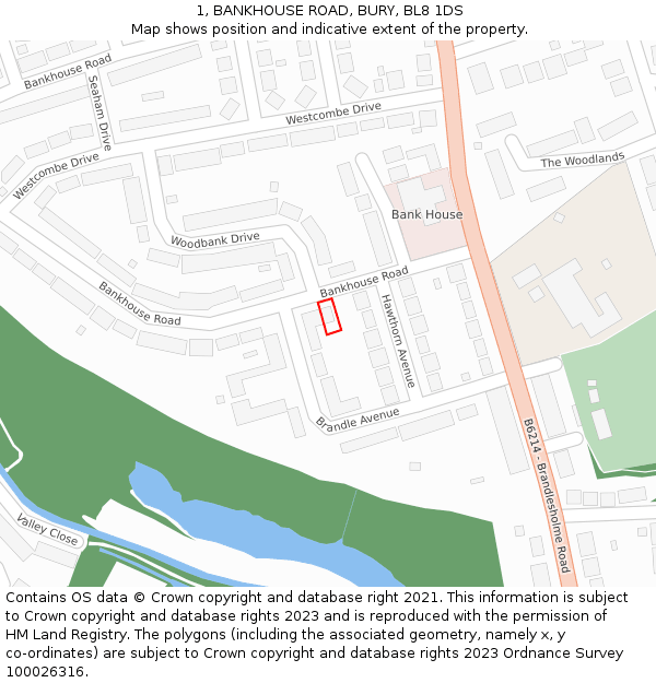 1, BANKHOUSE ROAD, BURY, BL8 1DS: Location map and indicative extent of plot