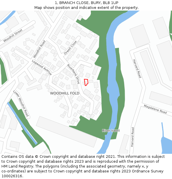 1, BRANCH CLOSE, BURY, BL8 1UP: Location map and indicative extent of plot