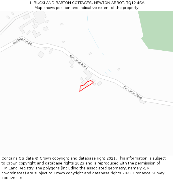 1, BUCKLAND BARTON COTTAGES, NEWTON ABBOT, TQ12 4SA: Location map and indicative extent of plot