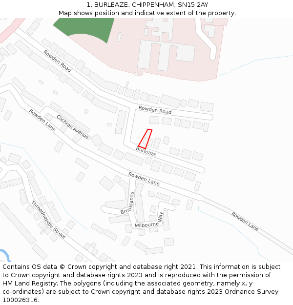 1, BURLEAZE, CHIPPENHAM, SN15 2AY: Location map and indicative extent of plot