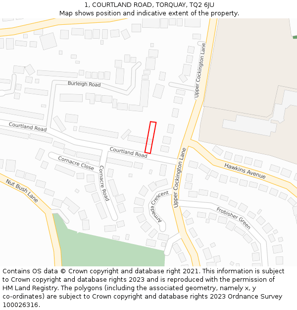 1, COURTLAND ROAD, TORQUAY, TQ2 6JU: Location map and indicative extent of plot