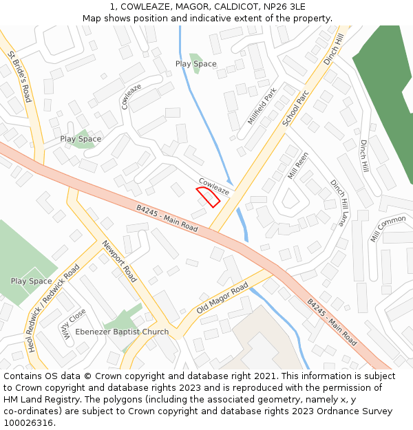 1, COWLEAZE, MAGOR, CALDICOT, NP26 3LE: Location map and indicative extent of plot
