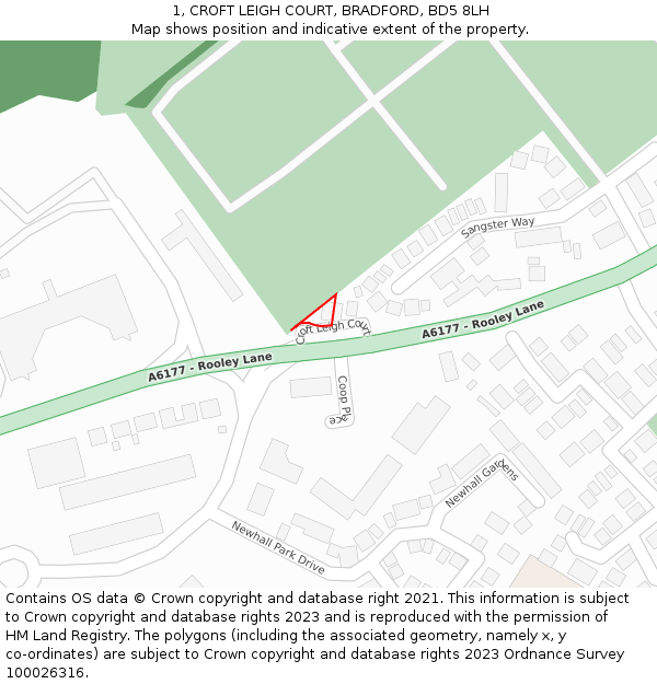 1, CROFT LEIGH COURT, BRADFORD, BD5 8LH: Location map and indicative extent of plot