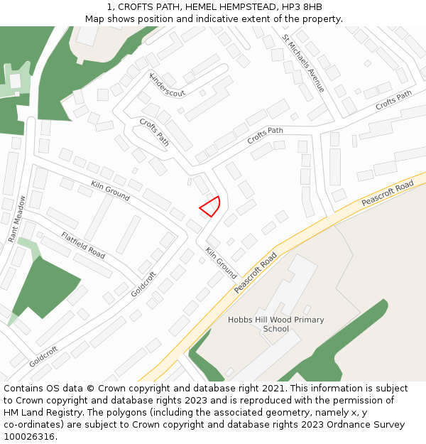 1, CROFTS PATH, HEMEL HEMPSTEAD, HP3 8HB: Location map and indicative extent of plot