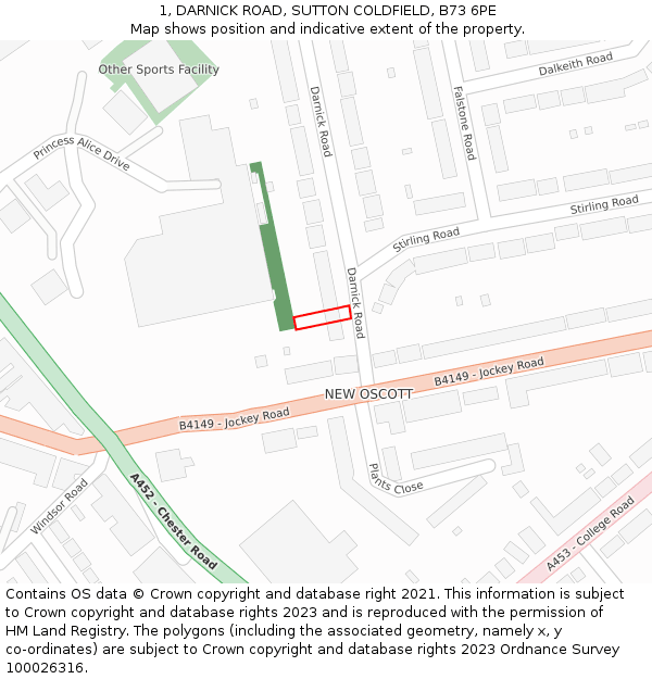1, DARNICK ROAD, SUTTON COLDFIELD, B73 6PE: Location map and indicative extent of plot
