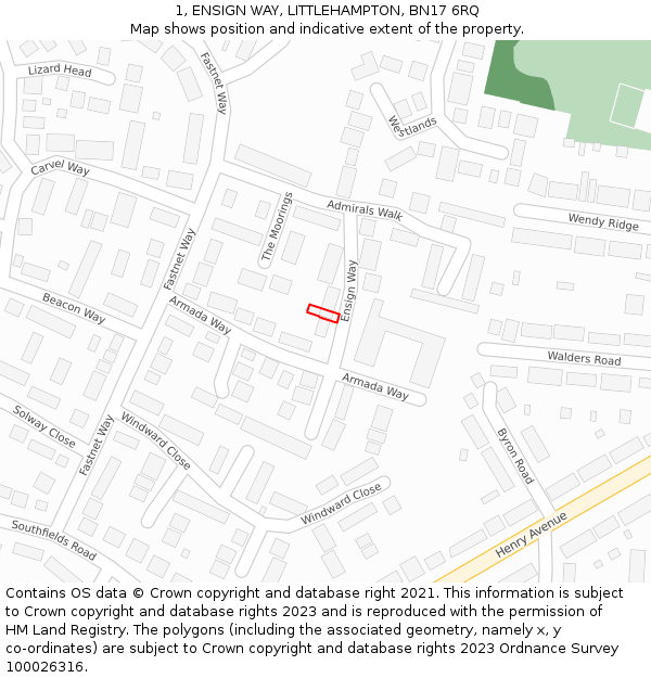 1, ENSIGN WAY, LITTLEHAMPTON, BN17 6RQ: Location map and indicative extent of plot