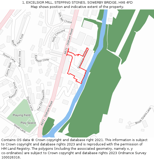 1, EXCELSIOR MILL, STEPPING STONES, SOWERBY BRIDGE, HX6 4FD: Location map and indicative extent of plot