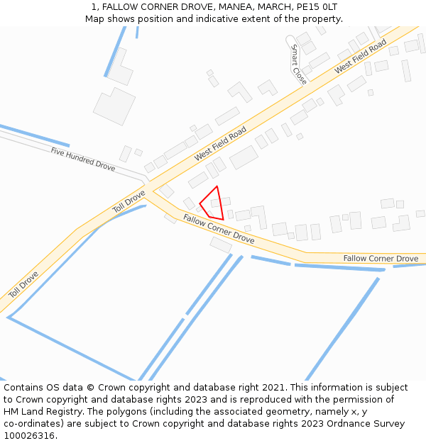 1, FALLOW CORNER DROVE, MANEA, MARCH, PE15 0LT: Location map and indicative extent of plot