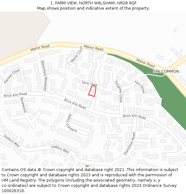 1, FARM VIEW, NORTH WALSHAM, NR28 9QF: Location map and indicative extent of plot