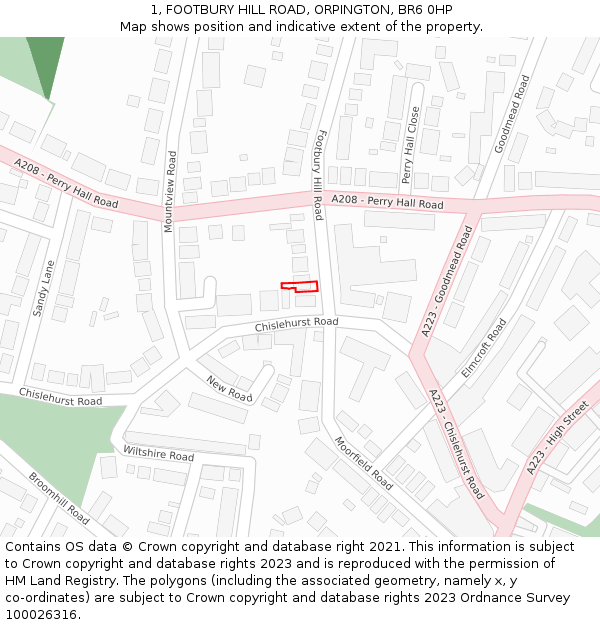 1, FOOTBURY HILL ROAD, ORPINGTON, BR6 0HP: Location map and indicative extent of plot