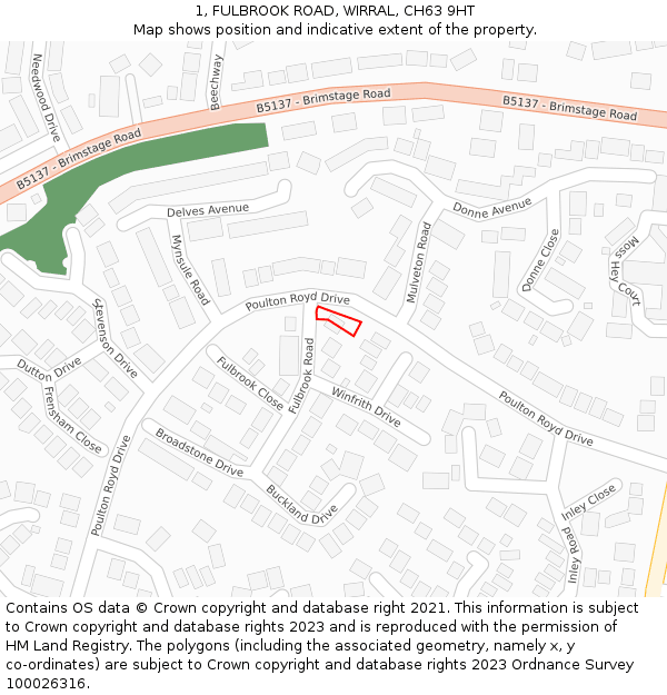 1, FULBROOK ROAD, WIRRAL, CH63 9HT: Location map and indicative extent of plot
