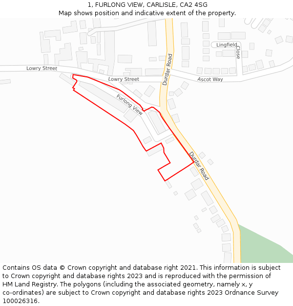 1, FURLONG VIEW, CARLISLE, CA2 4SG: Location map and indicative extent of plot