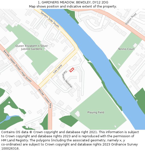 1, GARDNERS MEADOW, BEWDLEY, DY12 2DG: Location map and indicative extent of plot