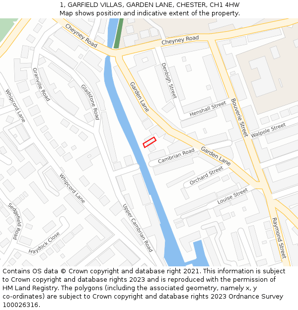 1, GARFIELD VILLAS, GARDEN LANE, CHESTER, CH1 4HW: Location map and indicative extent of plot