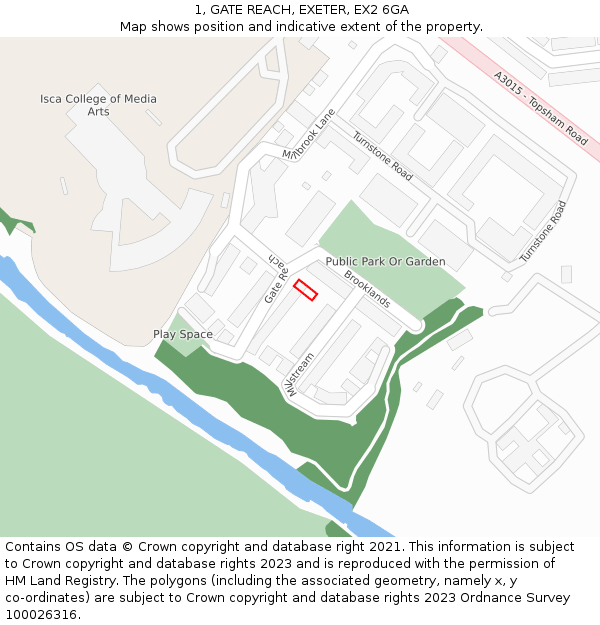 1, GATE REACH, EXETER, EX2 6GA: Location map and indicative extent of plot