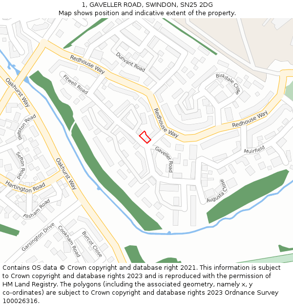1, GAVELLER ROAD, SWINDON, SN25 2DG: Location map and indicative extent of plot