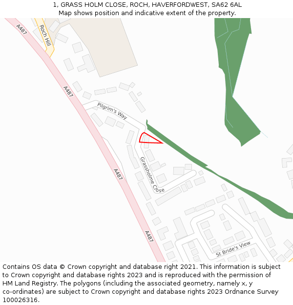 1, GRASS HOLM CLOSE, ROCH, HAVERFORDWEST, SA62 6AL: Location map and indicative extent of plot