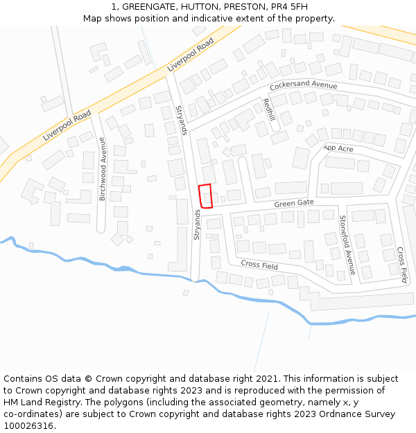 1, GREENGATE, HUTTON, PRESTON, PR4 5FH: Location map and indicative extent of plot